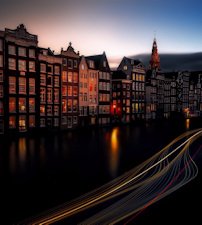 Centrum van amsterdam in de nacht